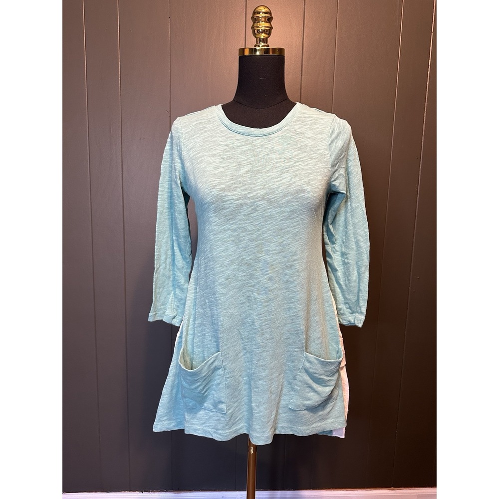 Logo By Lori Goldstein Aqua Lace Detain Tunic Top XS Extra Small‎